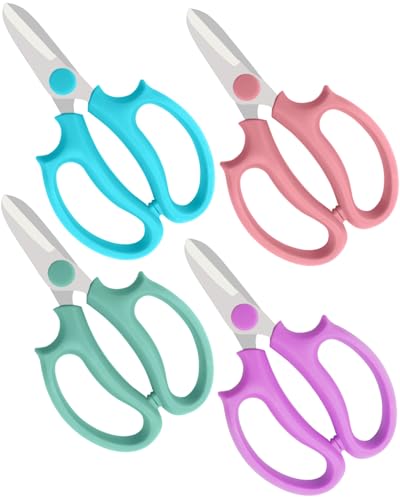 Flower Scissors - Floral Shears for Cutter Fresh Flowers (Multicolored, 4 Pack) - color: Multicolored, size: 4 Pack