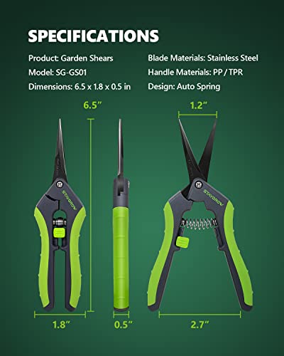 6.5" Straight Pruning Shears for Gardening Plant Trimming Scissors - size: 6.5 Inch Straight