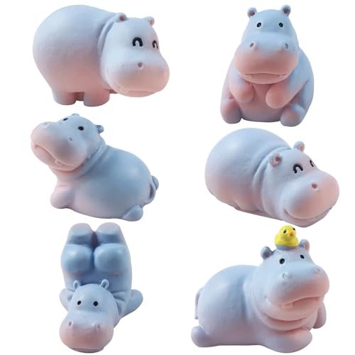 EMiEN 6 Pieces Mini Animals Hippopotamus Miniature Ornament Kits,Tiny Animals Figurines,Bonsai Craft Decor. - color: 6 Pcs Mini Hippopotamus