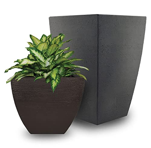 Tusco Products MSQT23ES Modern Square Garden Planter, 23-Inch, Espresso - color: Espresso, size: 23 Inch