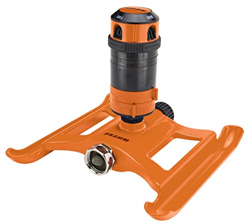 Dramm ColorStorm Gear Drive Sprinkler on Heavy Duty,Durable Metal Base, 4 Patterns, Ideal for Small, Medium & Large Areas with Pass Through Feature, Orange, 40 Foot Diameter - color: Orange, style: Gear Drive Sprinkler