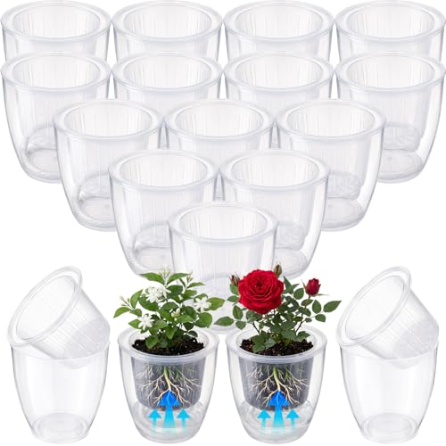 Self Watering Plant Pots, 3.5'', Transparent, 18 Pcs - color: Transparent, size: 3.5''