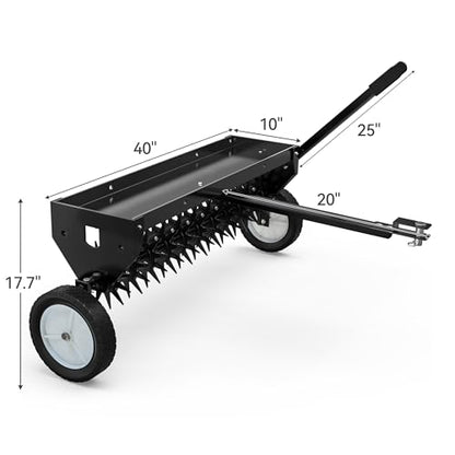 YITAMOTOR 40" Tow Behind Spike Aerator Lawn Plug Core Aerator Tool