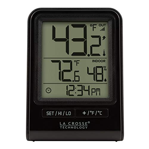308-1409BT Digital Wireless Thermometer & HI/LO records & Humidity, 330ft - color: Black