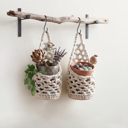 2 Pack 4-inch Macrame Wall Plant Hanger Hanging Planters, Beige - color: Beige, size: 4in