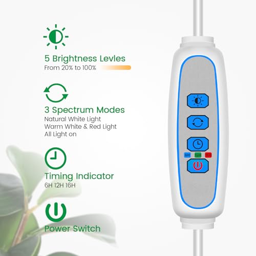 Garpsen Halo Grow Light, Full Spectrum with Gooseneck, 3 Pack - size: White-3Pack