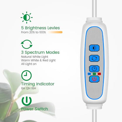 Garpsen Halo Grow Light, Full Spectrum with Gooseneck, 3 Pack - size: White-3Pack