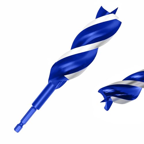 1-1/2 Inch Auger Drill Bit for Wood, 6" Long Carbon Steel Quick Change Hex Shank Wood Drill Bit for Hardwood, Softwood and Plastic (Blue) - size: 1-1/2" x 6"