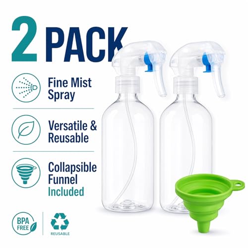 Leakproof Spray Bottle 2 Pack 10 oz, Ultra Fine Mist Sprayer