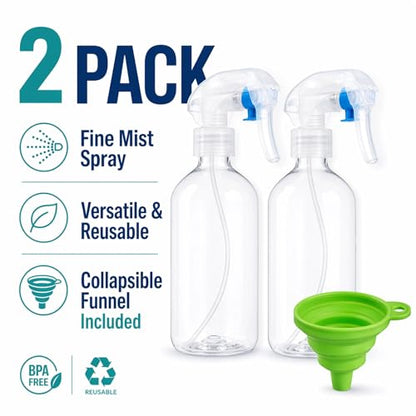 Leakproof Spray Bottle 2 Pack 10 oz, Ultra Fine Mist Sprayer