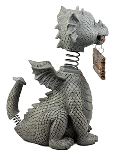 Ebros Gift Bienvenidos Welcome Sign Dragon Garden Greeter Bobblehead Statue Faux Stone Resin Finish 13.25" H - color: Bienvenidos Welcome Sign Guest Greeter