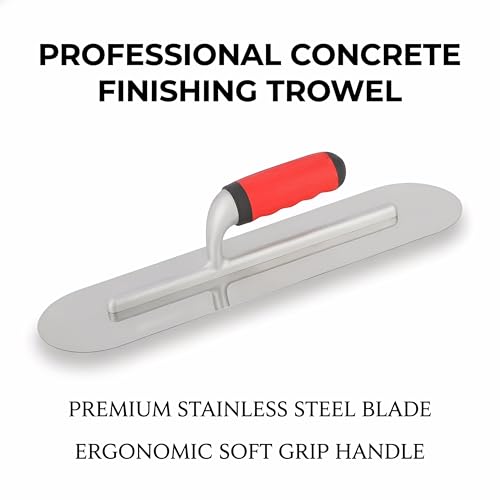 Professional Concrete Finishing Trowel, Stainless Steel Blade with Soft Grip Handle, Silver and Red, 16 x 4 Inch - size: 40cm*10cm