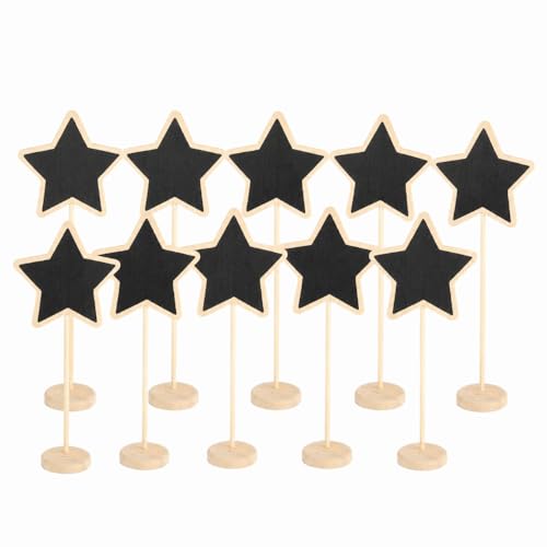 Signs with Stand, Reusable Wooden Plant Label Message Boards for Garden, Wedding, Party Food Labels and Table Display Decoration(Star Shape) - size: Star Shape