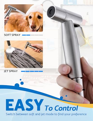 BRITULIF 2-Pack Handheld Bidet Sprayer for Toilet, Adjustable Pressure - color: Brushed Nickel, size: 2 SET - Cold