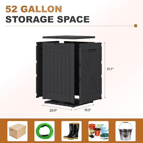 JUMMICO 52 Gallon Resin Package Delivery Box Lockable&Waterproof - color: Black