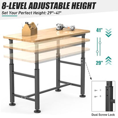 EVERHANGER Workbench for Garage, Heavy Duty Adjustable Height Work Table - size: 47.5"x23.5"