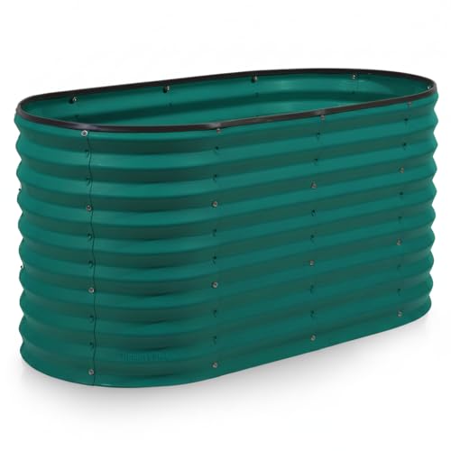 Plant & Plot Galvanized Raised Garden Beds Outdoor // 4×2×2 ft Planter Raised Beds for Gardening, Vegetables, Flowers // Large Metal Garden Box (Dark Green) // Patented Tool-Free Design - color: Dark Green, size: 4×2×2 Ft