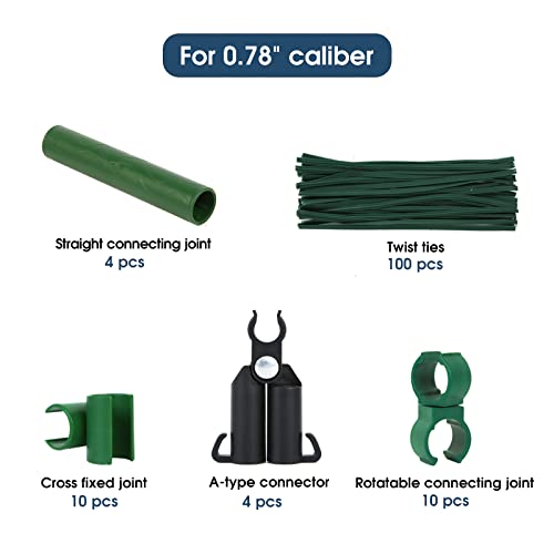 NANOPRETTY Adjustable Garden Stakes Connectors for 0.78" Rods - size: Accessorie Kit-0.78 Inch