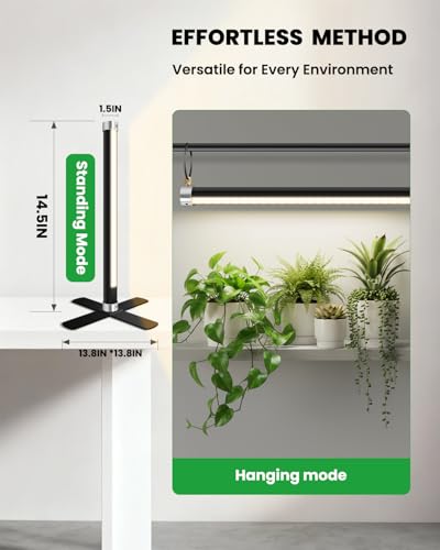 SJZX Grow Light for Indoor Plants, 40 LEDs Full Spectrum Plant Light Stand with Timer, High PPFD Grow Light, 1.2ft Vertical Standing/Hanging Indoor Plant Light for Small Plant Herbs in Home & Office - size: 1.2ft