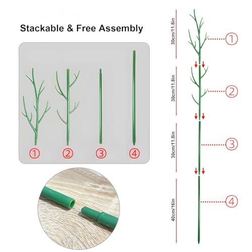 Stackable Monstera Plant Support Stakes,Plant Trellis for Indoor Climbing Plants, Tree Branch Shape Modular Plant Support Pole for Monstera, Pothos, Ivy - Green (52inch)