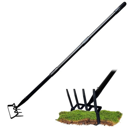 4-Tines Rake and Stirrup Hoe - Stainless Steel Cultivator for Gardening