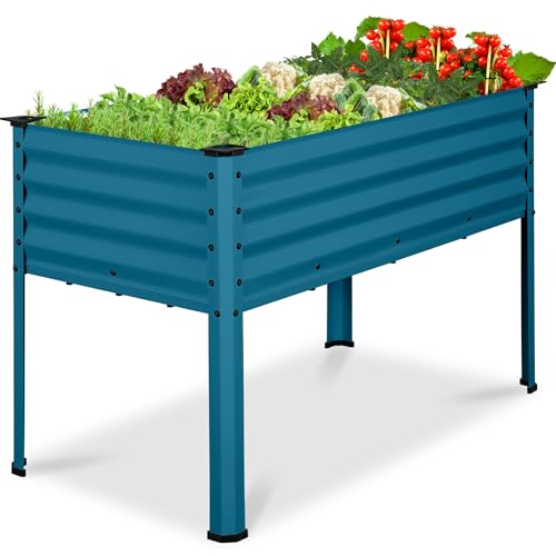 Best Choice Products 48x24x30in Galvanized Raised Garden Bed, Metal Elevated Planter Box, Vegetable Garden for Backyard, Patio, Balcony, 100% Non Toxic Materials - Peacock Blue - color: Peacock Blue, size: 48x24x30in