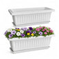 19 Inch Rectangular Plastic Planters, Set of 2, White Window Flower Boxes - color: White