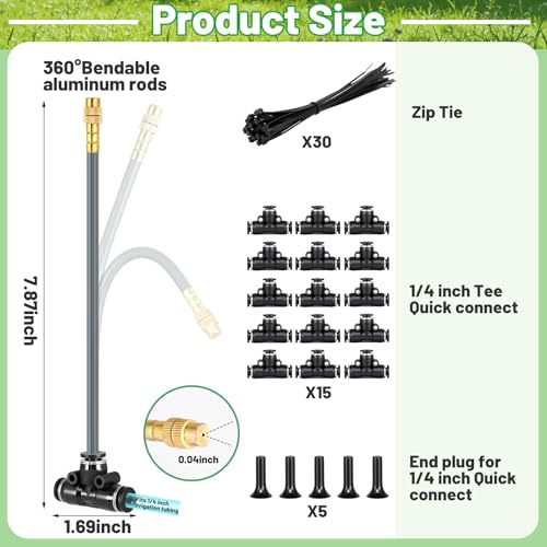 360° Adjustable 1/4" Drip Irrigation System Kits(No 1/4" Tubing) - size: 1/4" Misting System