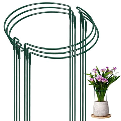 6 Pack 10" W x 16" H Plant Half Round Metal Support Stakes
