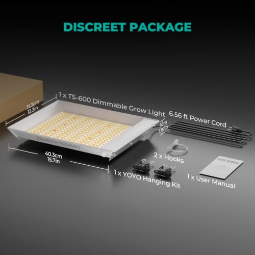MARS HYDRO 100W TS600 2x2ft Dimmable LED Grow Lights for Indoor Plants - size: 15.7" × 12.2"