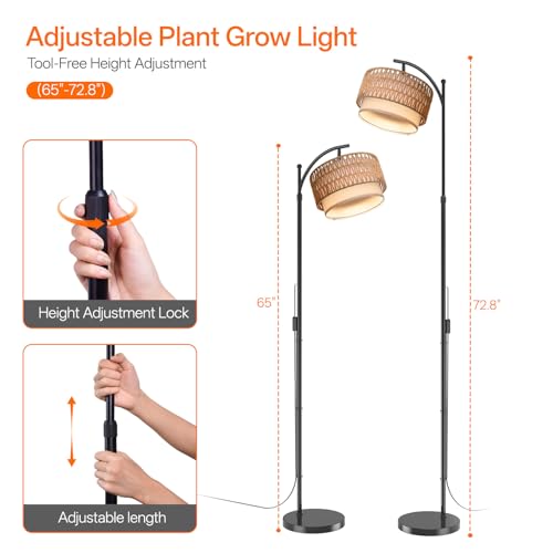 Bstrip Standing Grow Light for Indoor Plants, 65-72.8in Adjustable Height