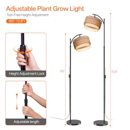 Bstrip Standing Grow Light for Indoor Plants, 65-72.8in Adjustable Height