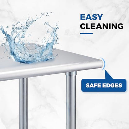 Profeeshaw Stainless Steel Prep Table 24''x24'' NSF Commercial Workbench - color: No Backsplash, size: 24''x24''