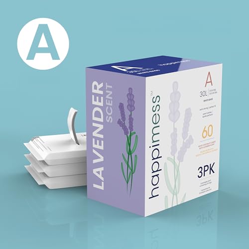 happimess 20-Count Lavender 8 Gal Drawstring Trash Bags, White, Pack of 6 - color: White (Lavender Scented), size: 120 Count (Pack of 1)