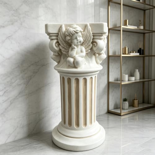 18.11" Angel Column Pedestal Stand, Resin Roman Pillar Decor - color: Angel Column Pedestal