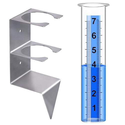 Rain Gauge Outdoor, 7" Capacity Large Rain Gauge Outdoors (Silver) - color: silver