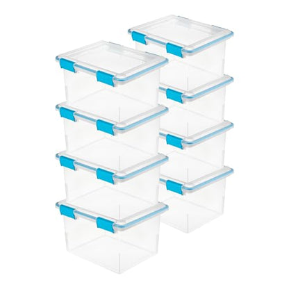 Sterilite Gasket Storage Box with Lids for Home & Office, 32 Quart, 8-Pack - size: 32 Quart, style: 8 Pack