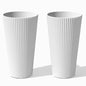 Veradek Demi Series Tall Planter - Tall Tapered Outdoor Planter with Shelf - color: White, style: Narrow Groove -2 Pack