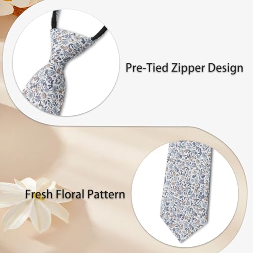 Pre Tied Floral Ties for Men Cotton Zipper Tie Colorful Necktie - color: Style-04