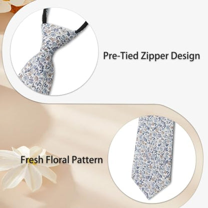 Pre Tied Floral Ties for Men Cotton Zipper Tie Colorful Necktie - color: Style-04