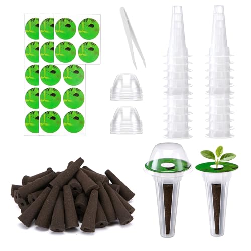 Hydroponic Pods Kit, Compatible with AeroGarden, 97Pcs - size: 97pcs-24 Grow Sponges&Labels&Baskets&Domes
