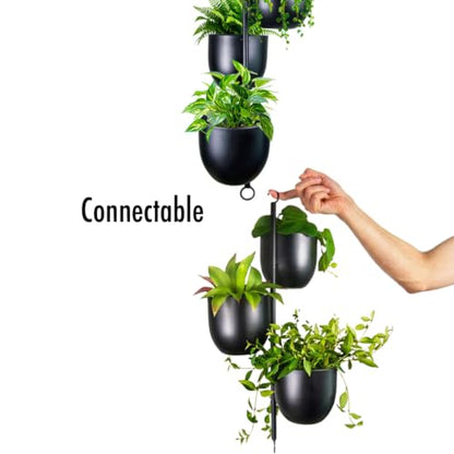 3-Tier Metal Hanging Planter with 6 Inch Oval Pots - Black Modern Triple Tiered Plant Hanger - Vertical Stackable Wall and Ceiling Mount Holder for Indoor and Houseplants - size: Triple-Tier