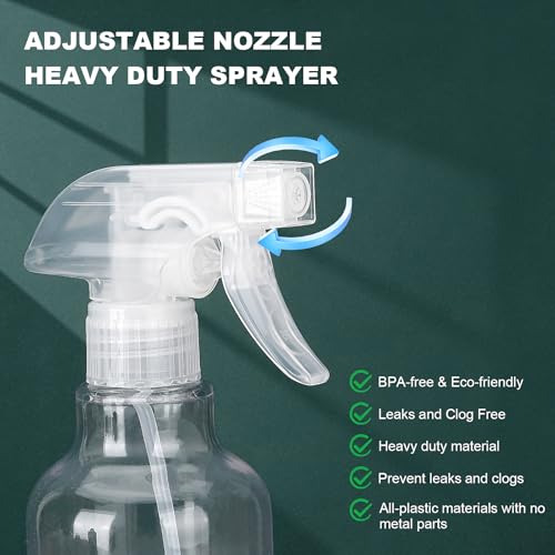 16.9oz/500ml Plastic Spray Bottles 1 Pack, Adjustable Mist/Stream - color: 16.9oz-Clear
