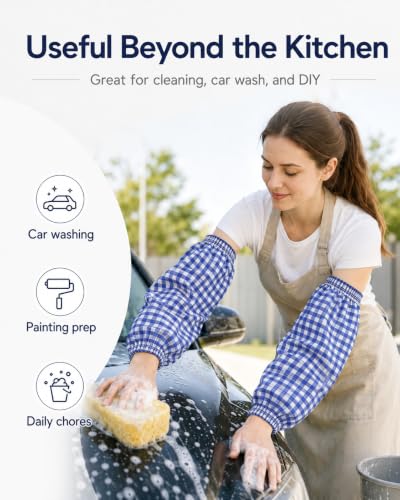 BESTOYARD 3 Pairs Cleaning Oversleeves, Anti-Dust and Oilproof Arm Protective Sleeves with Cotton and Linen for Women Men Kitchen, Gardening, Car Washing, Painting, Topiary Garden
