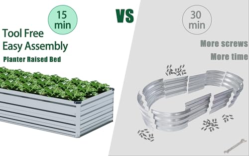 2PCS 10x3x1ft Galvanized Raised Garden Bed Kit,Gardening Planter Box - color: Silver, size: 10x3x1FT(2PCS)