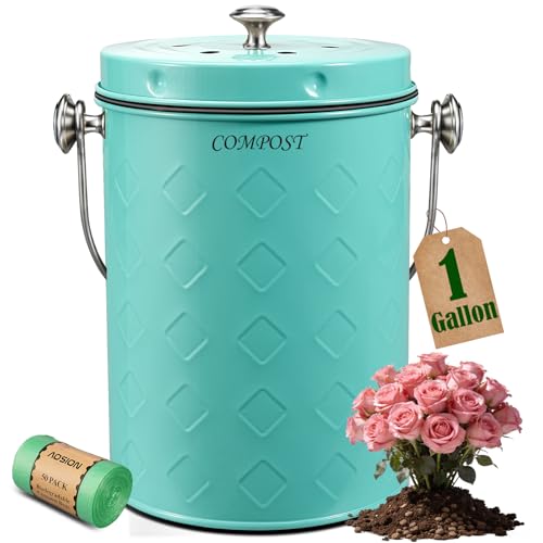 AOSION Countertop Compost Bin Kitchen,Odorless Indoor Compost Bin with Lid - color: Light Green