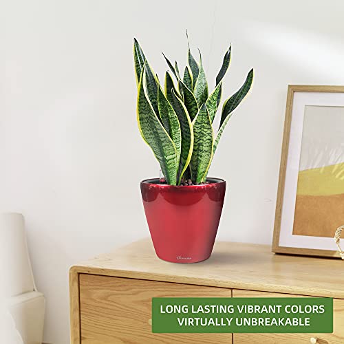 Dexceder 9x8 Self Watering Planter (Red High Gloss) - color: Red, size: 9x8