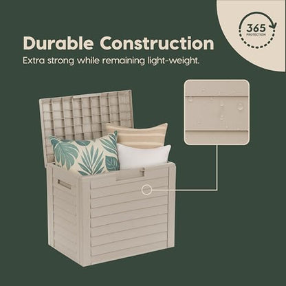 IRIS USA 35 Gallon Outdoor Deck Box, Lockable, Weather-Resistant, Beige - color: Beige