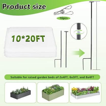8 Pack 2.7ft Metal Garden Netting Covers Kit for Raised Beds