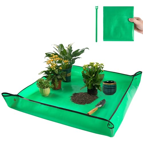 Extra Large Waterproof Potting Mat for Indoor Plant Transplanting and Mess Control, Table Top Potting Tray Repotting Mat Birthday Gifts for Plant Lovers Gardening Gifts for Women - color: 1 Pc Pale Green, size: Extra Large 39.5" X 39.5"